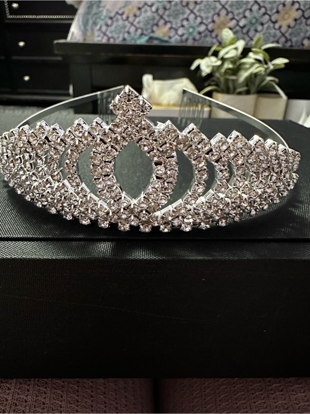Crystal Rhinestone Tiara Headband - Silver